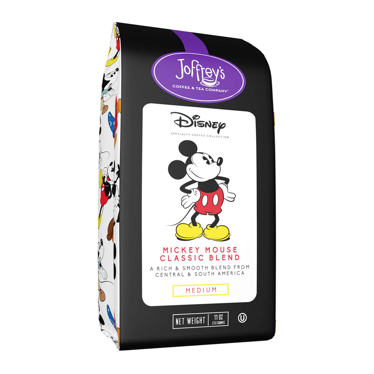 Joffrey's Mickey Mouse Classic Blend packaging highlights Disney-inspired premium coffee.