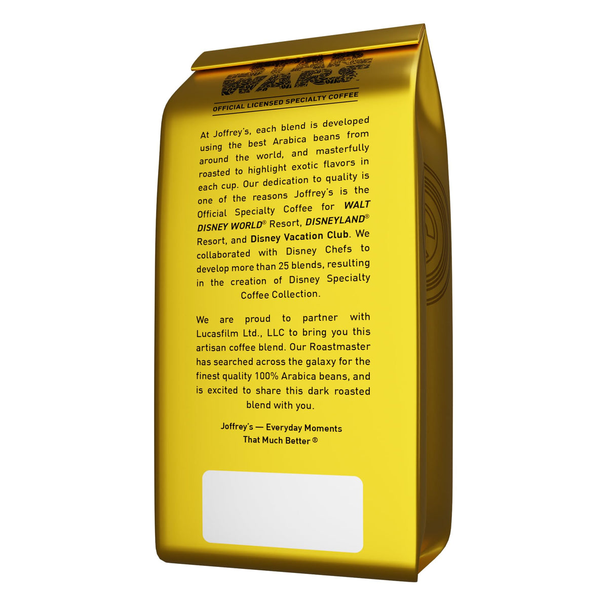 Joffrey's STAR WARS C-3PO Brew ground coffee bag perfect for quick mornings and any brewer.