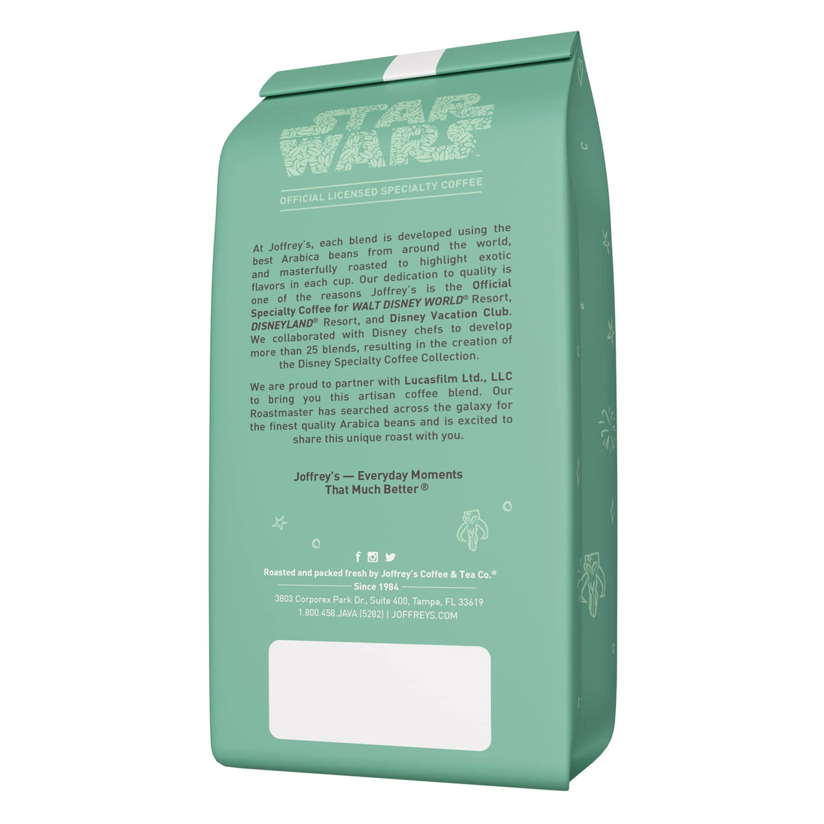 Joffrey's Star Wars licensed collection packaging showcases Disney collaboration and premium roasting.