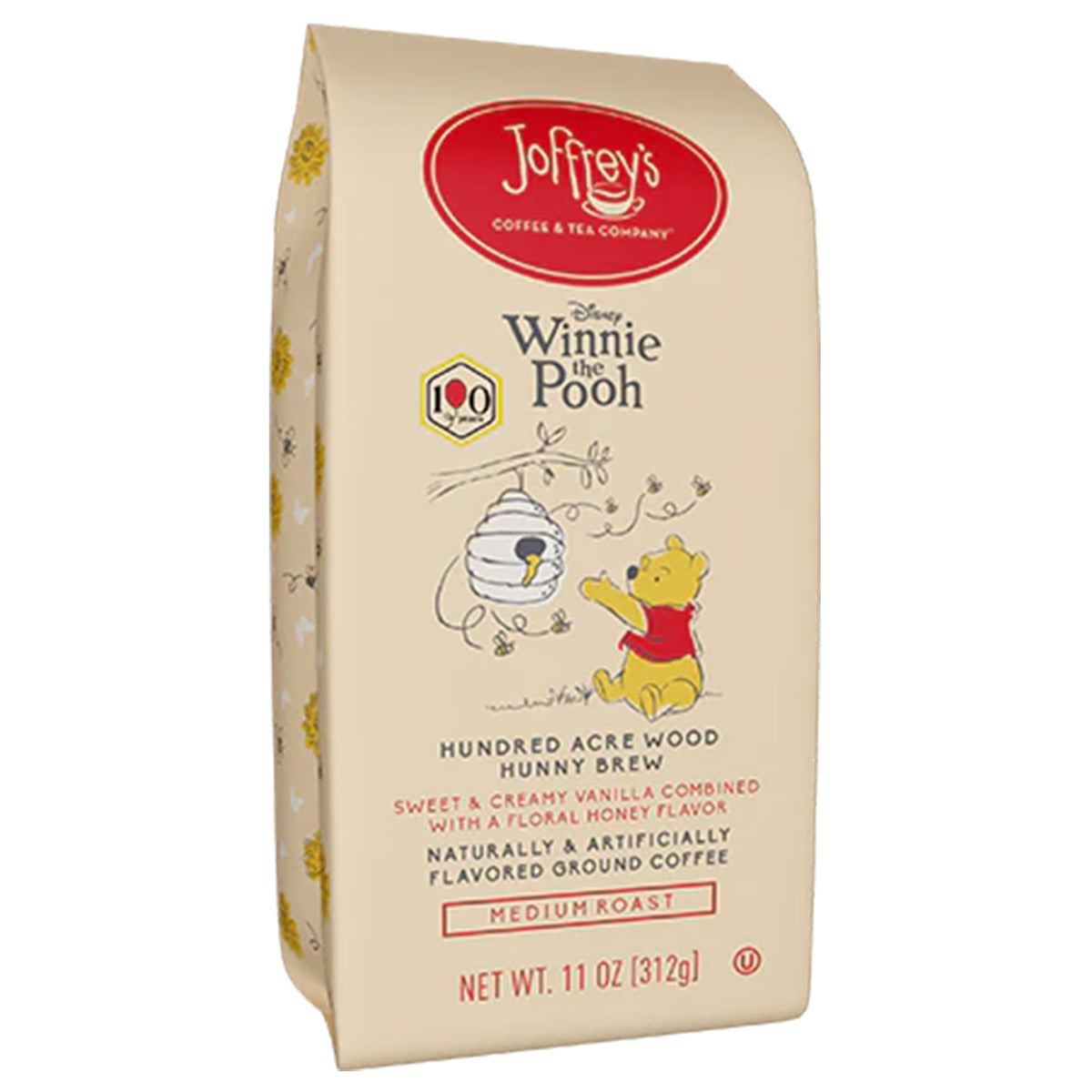 Joffrey's Winnie the Pooh Hunny Brew cup with creamy vanilla aroma for a comforting morning.