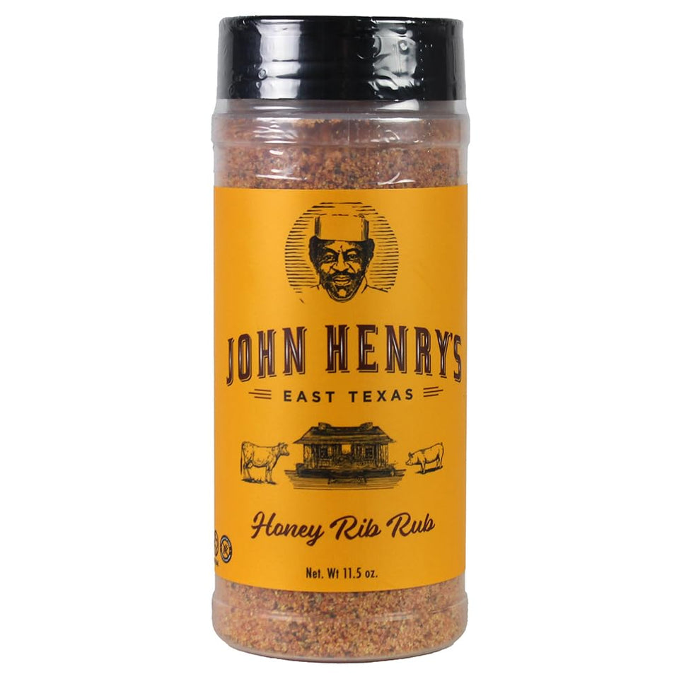 John Henry's East Texas Honey Rib Rub bottle boosts rib flavor for grill nights