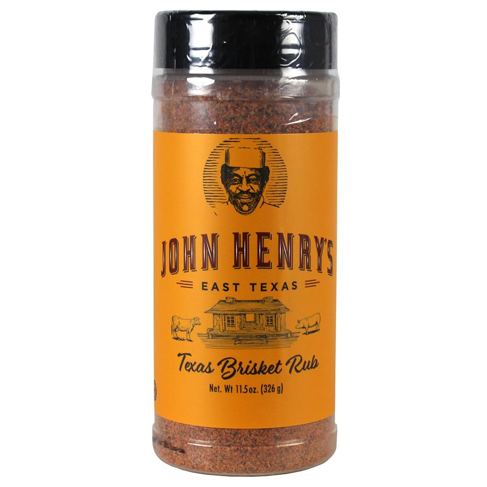 John Henry's Texas Brisket Rub bottle boosts flavor and juiciness.