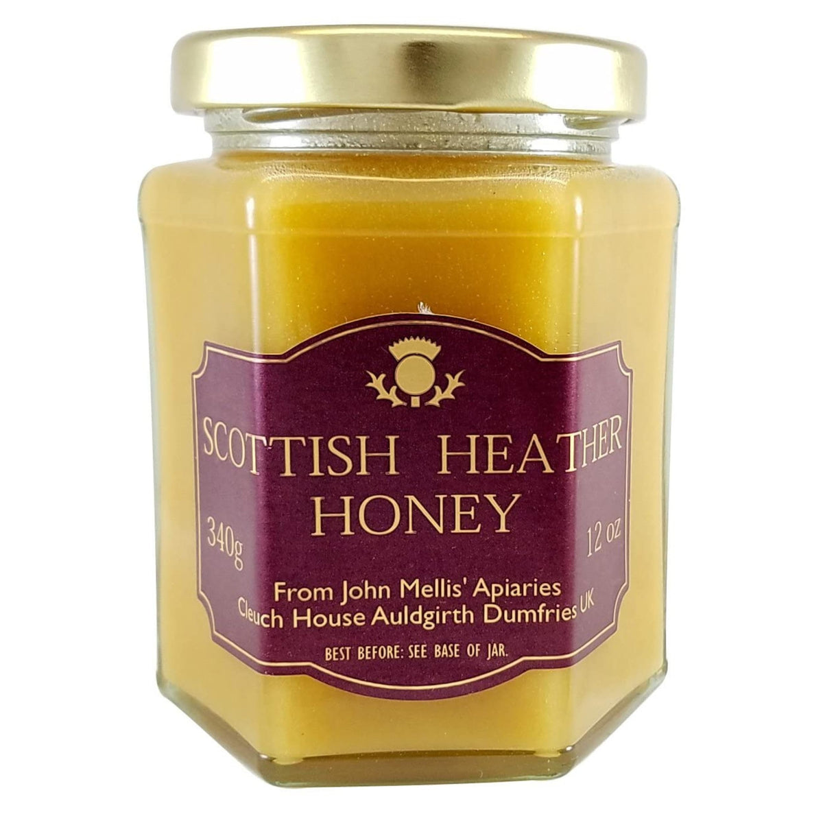 John Mellis Apiaries Ling Heather honey jar, ideal for tea and toast.