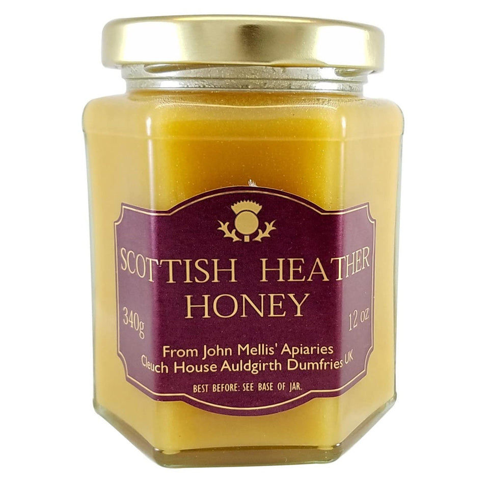 John Mellis Apiaries Ling Heather honey jar, ideal for tea and toast.