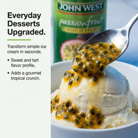 Glossy finish from John West Passionfruit Pulp Syrup in a fruit salad