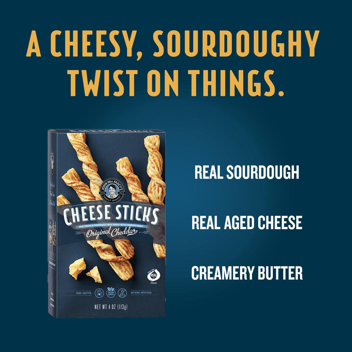 John Wm Macy's CheeseSticks Twice-baked Crunch adds durable bite
