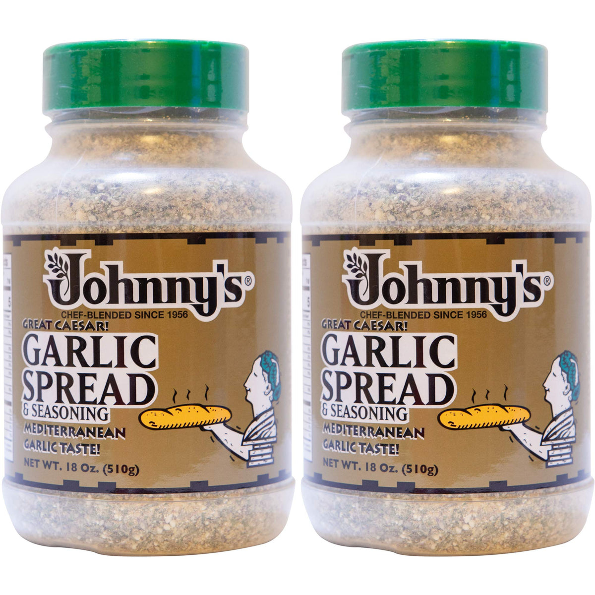 Johnny's Garlic Spread & Seasoning parmesan jar elevates sauces with rich garlic and Parmesan.