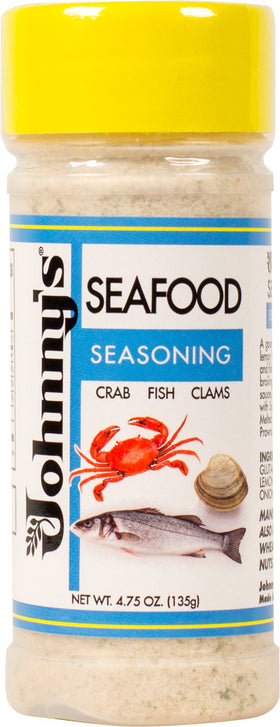 Johnny's Lemon Dill Seasoning jar label with fresh herbs and lemon aroma.