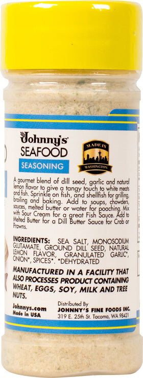 Johnny's Lemon Dill Seasoning sprinkled on fish for grilling and baking.