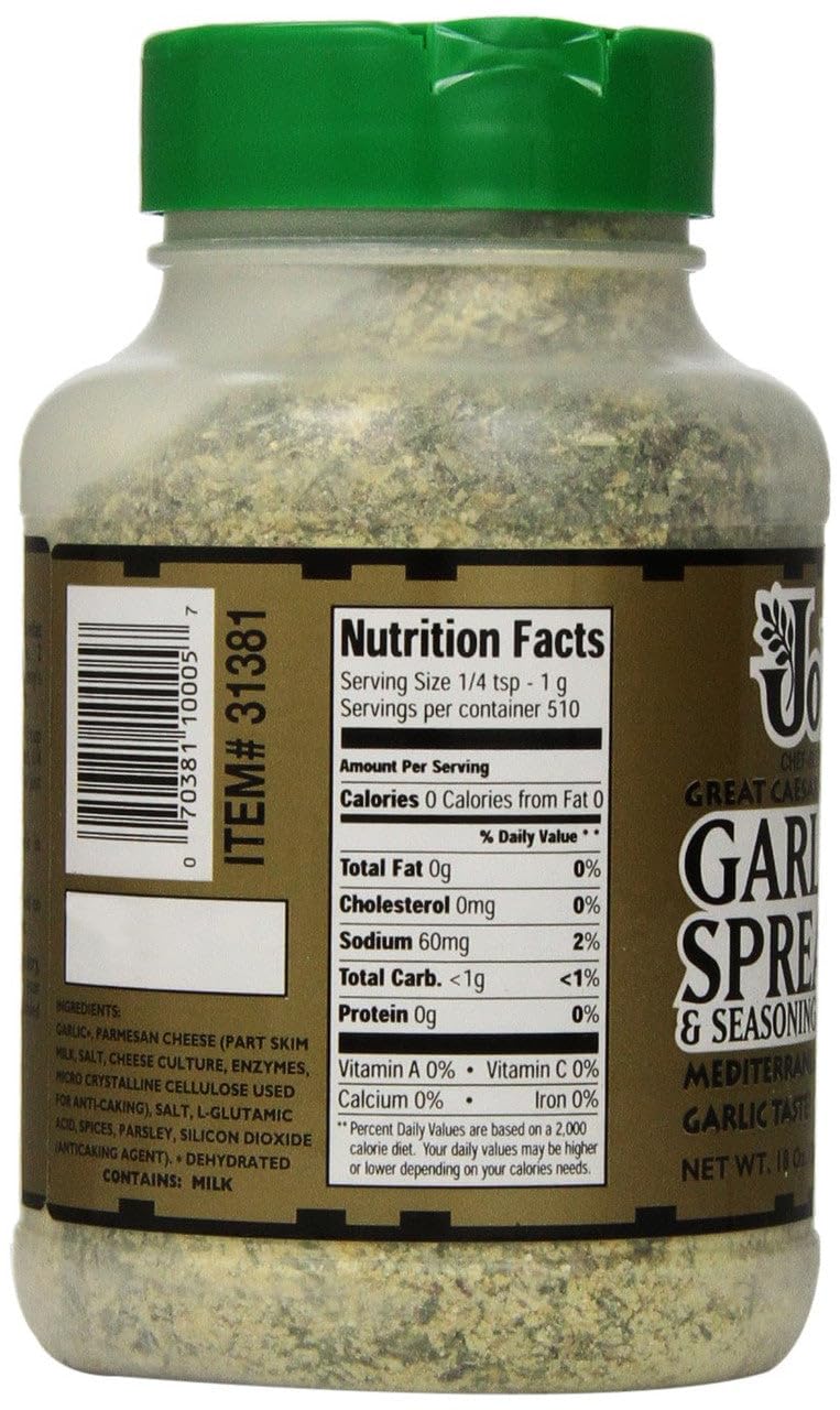 Johnny's Garlic Spread seasoning enhances meat, chicken, and pork.