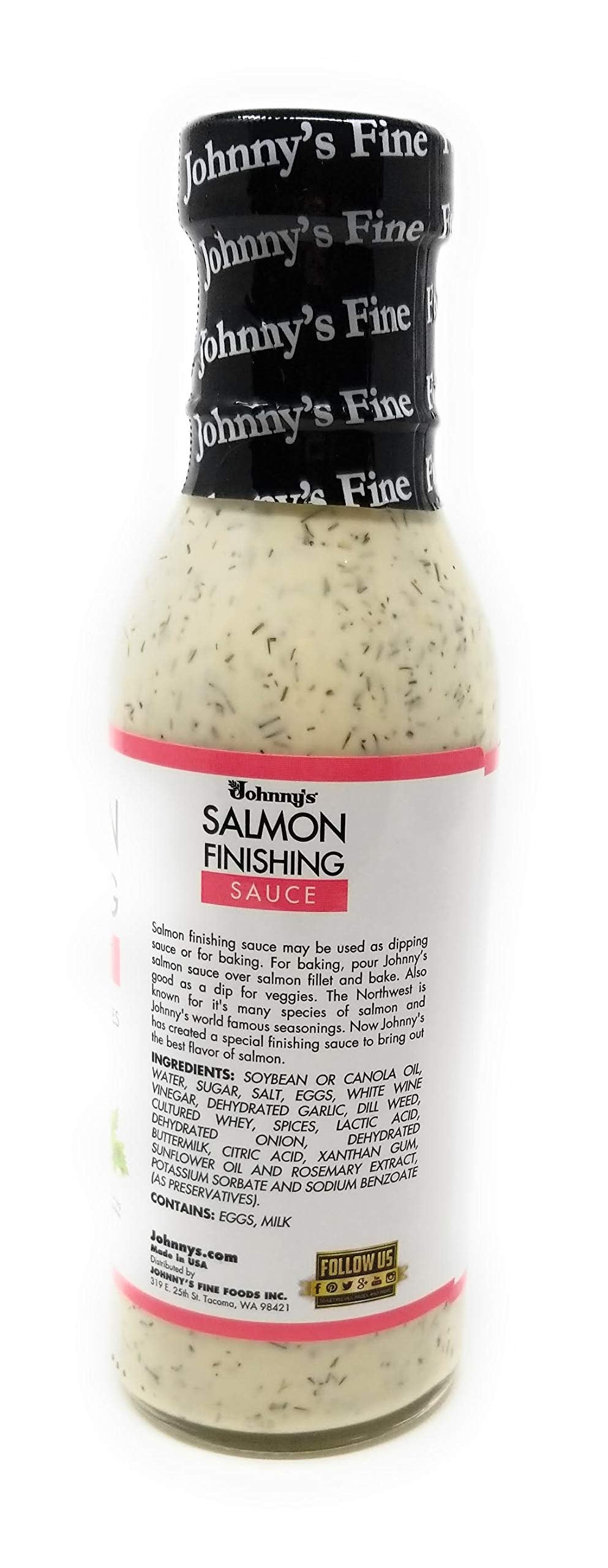 Johnny's Salmon Finishing Sauce drizzle over salmon for creamy dill flavor.