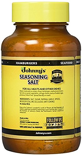 Close-up of Johnny's Seasoning Salt spice blend highlighting savory profile for grill-ready meals.