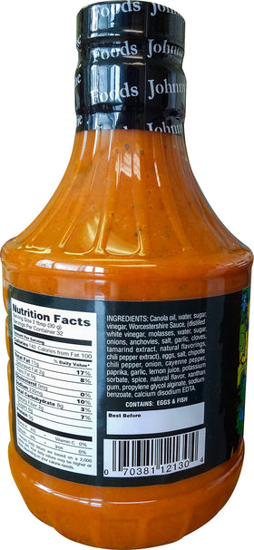 Johnny's Sweet Hot Crazy Dressing on a salad bowl adds color and flavor.