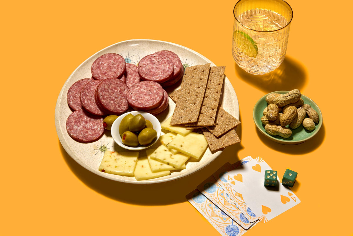 Johnsonville Summer Sausage as a garnish for a Bloody Mary