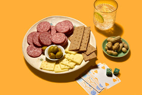 Johnsonville Summer Sausage as a garnish for a Bloody Mary
