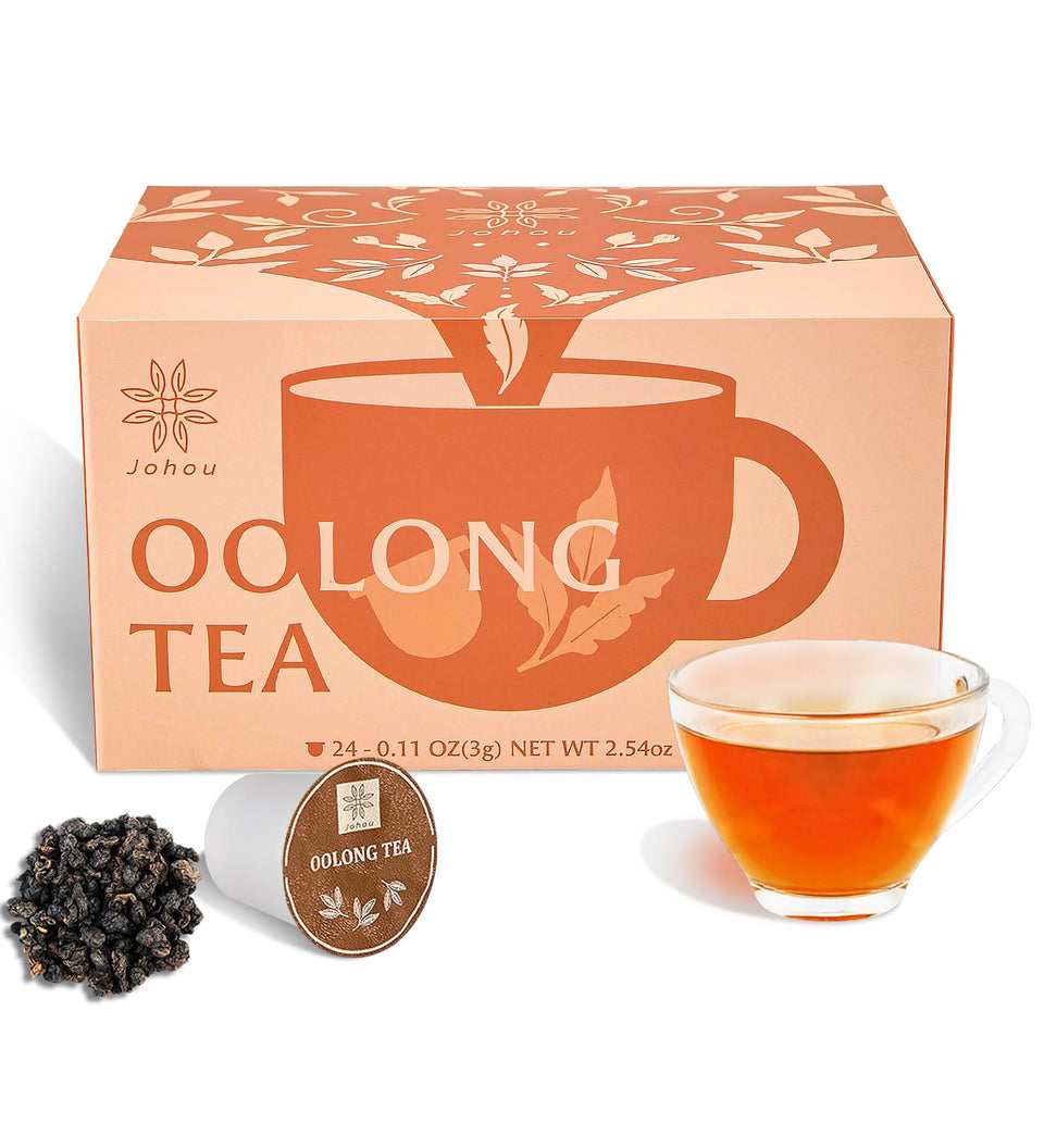 Johou Oolong Tea Pods packaging highlights eco-friendly recyclable materials.