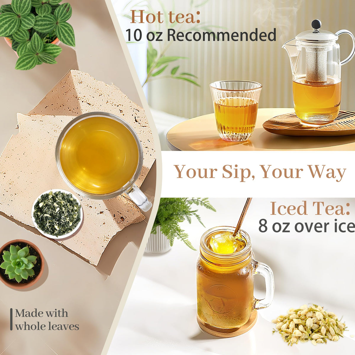 Johou whole-leaf green tea pods delivering a smooth 8 oz cup.