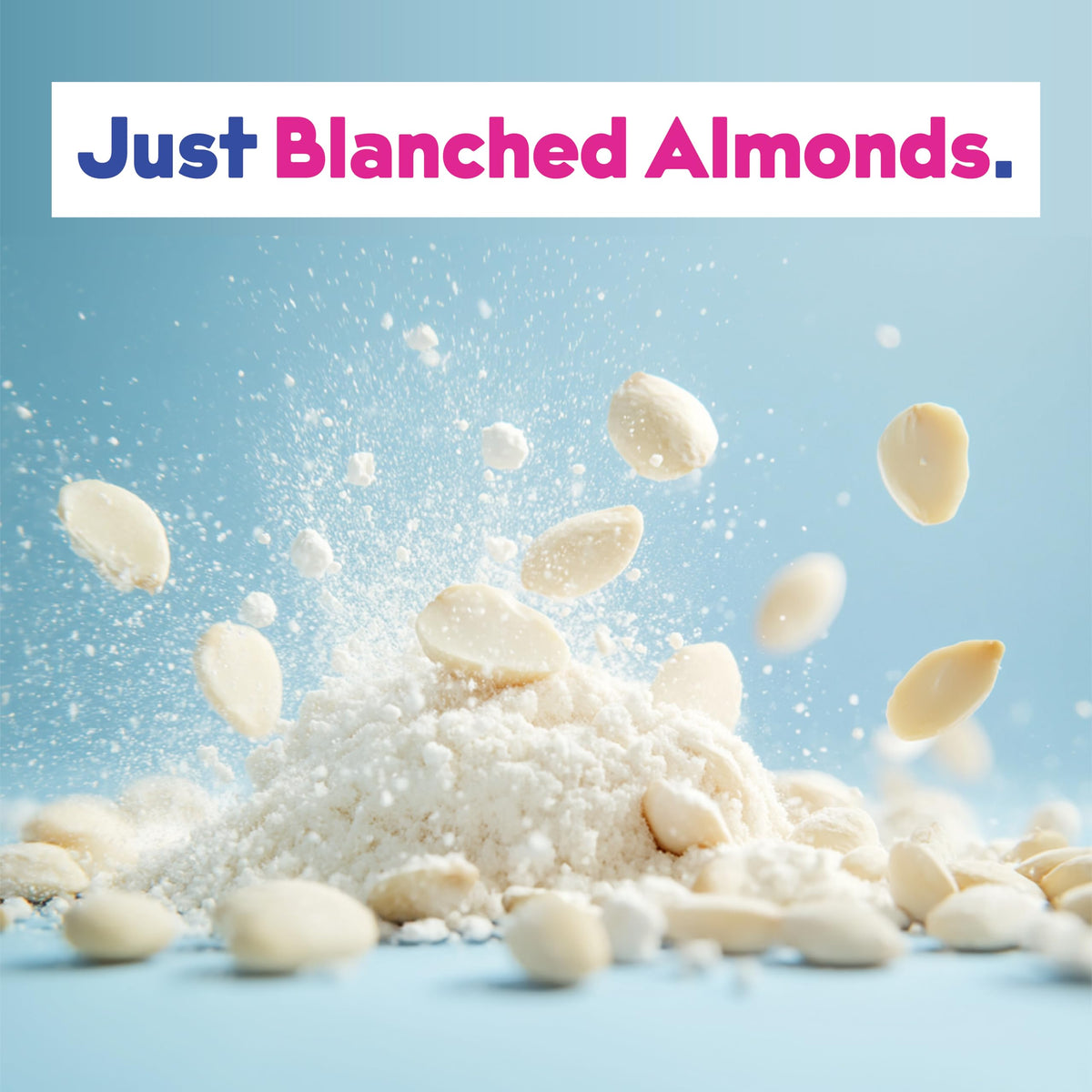 JOI almond milk powder in pantry-storage setup highlights shelf-stable convenience.