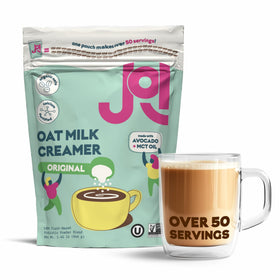 JOI Instant Oat Milk Creamer pouch front view, showcasing packaging and convenience.