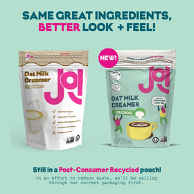 JOI storage pouch displayed for shelf-stable, pantry-friendly storage.