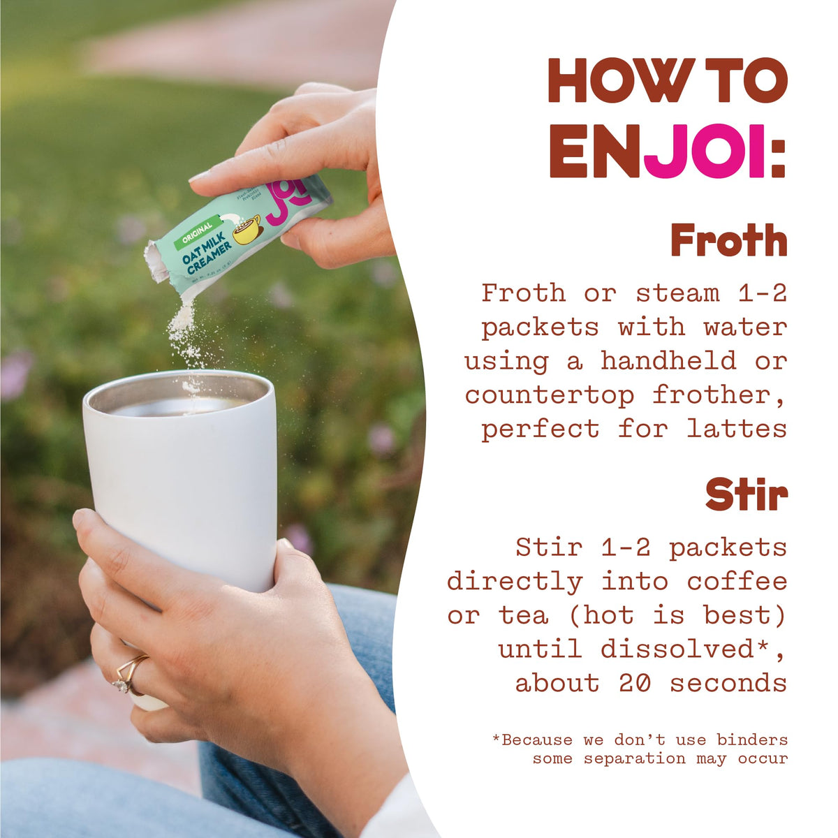 Enhance smoothies with JOI hazelnut creamer for plant-based creaminess.
