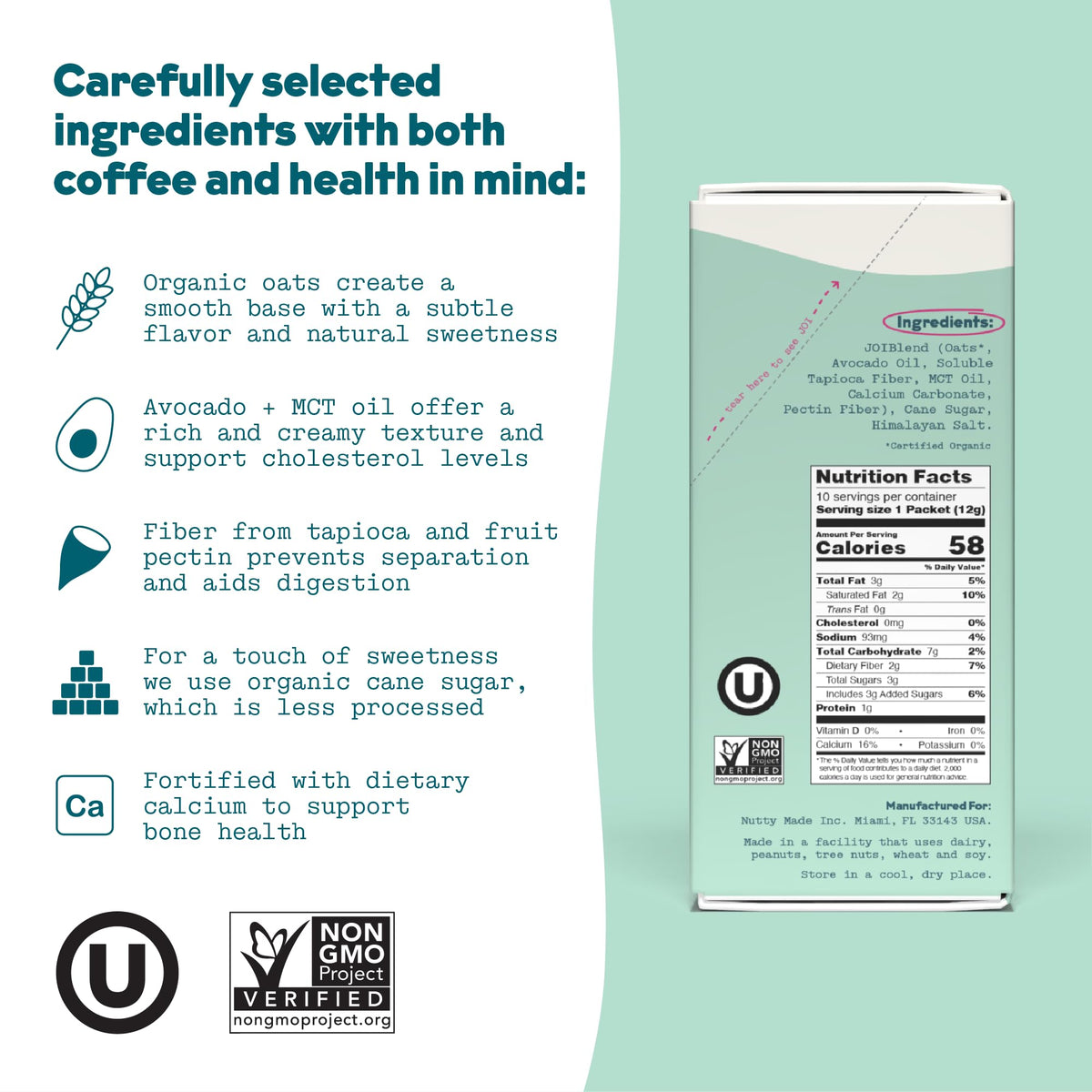 Frothed JOI creamer in latte for café-style foam and richness