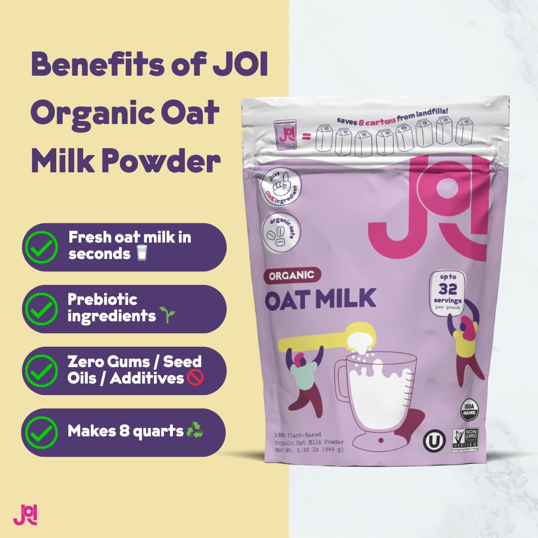 JOI oat milk powder mixed into baked goods for moisture and flavor
