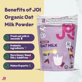 JOI oat milk powder mixed into baked goods for moisture and flavor