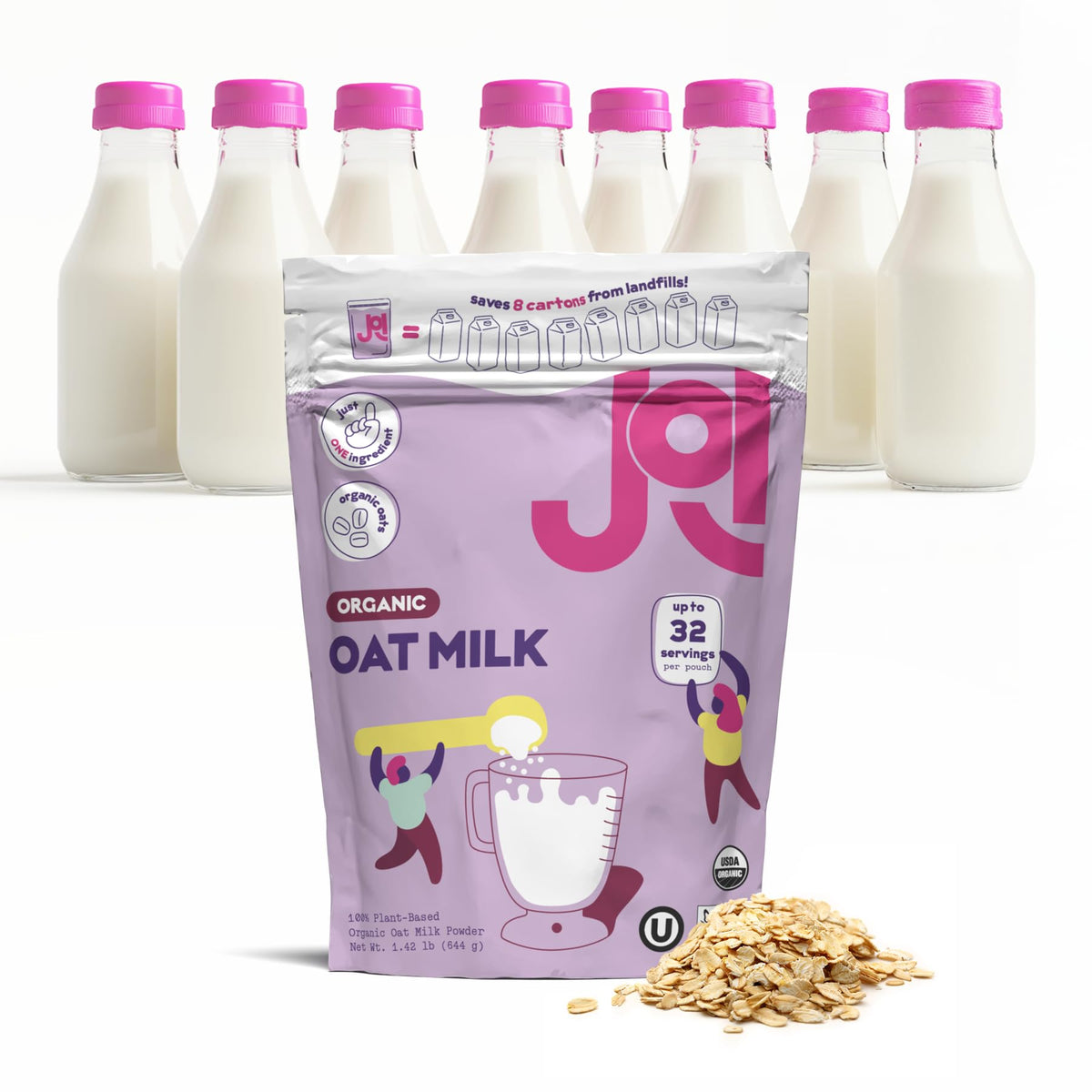 JOI oat milk powder stored in a pantry for shelf stability