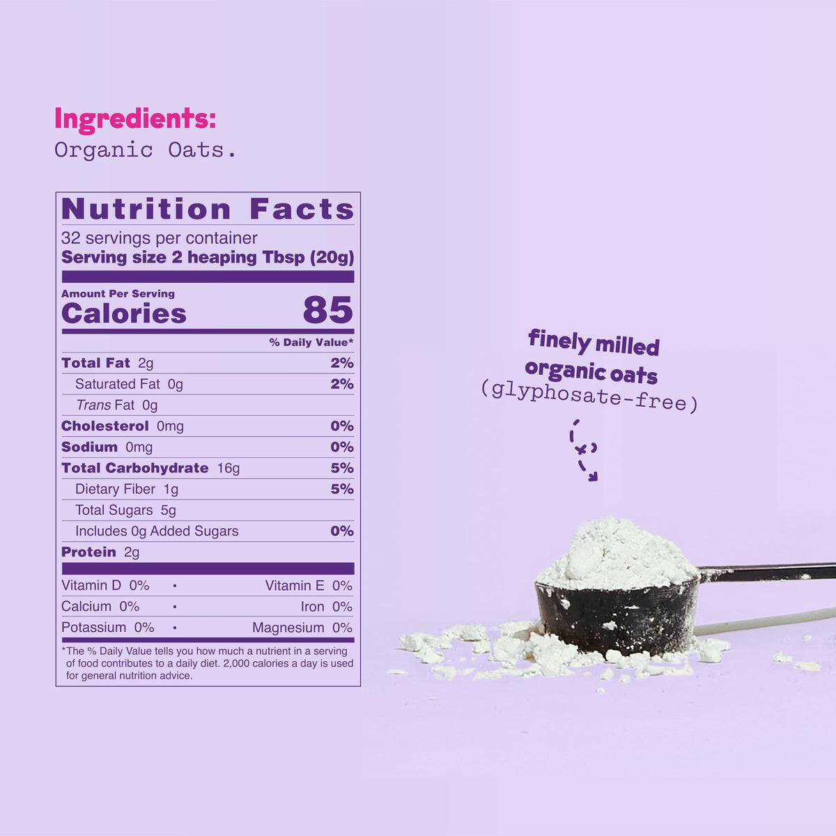 JOI Organic Oat Milk Powder label highlights simple ingredients
