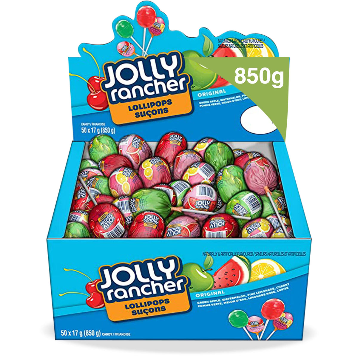 Jolly Rancher assorted lollipops box 850g for bulk party snacking