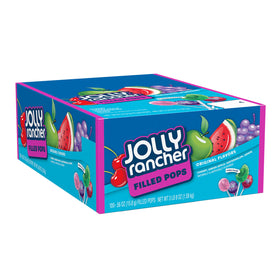 Jolly Rancher Green Apple filled pops close-up highlighting fruity flavor option for quick treats.
