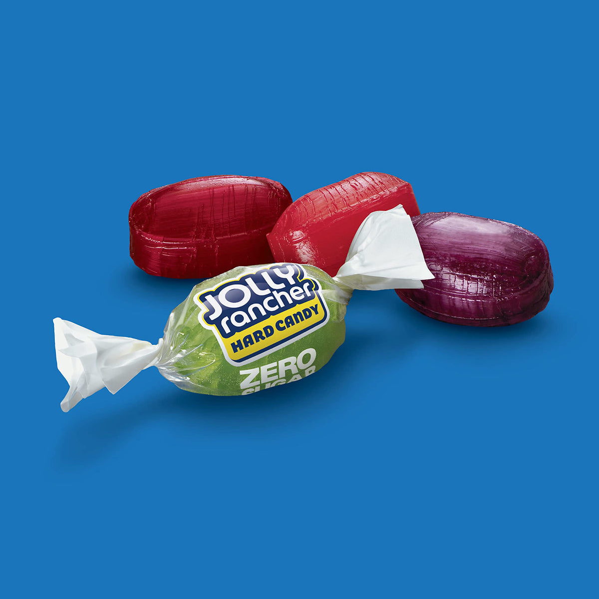 JOLLY RANCHER fruit flavors close-up showing watermelon and grape candies