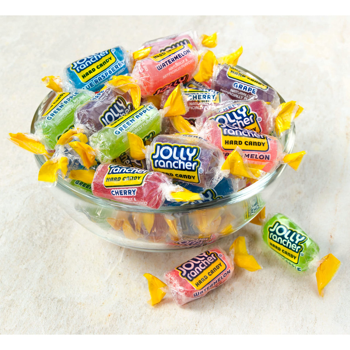 JOLLY RANCHER green apple hard candy close-up—crisp, tangy bite anytime.