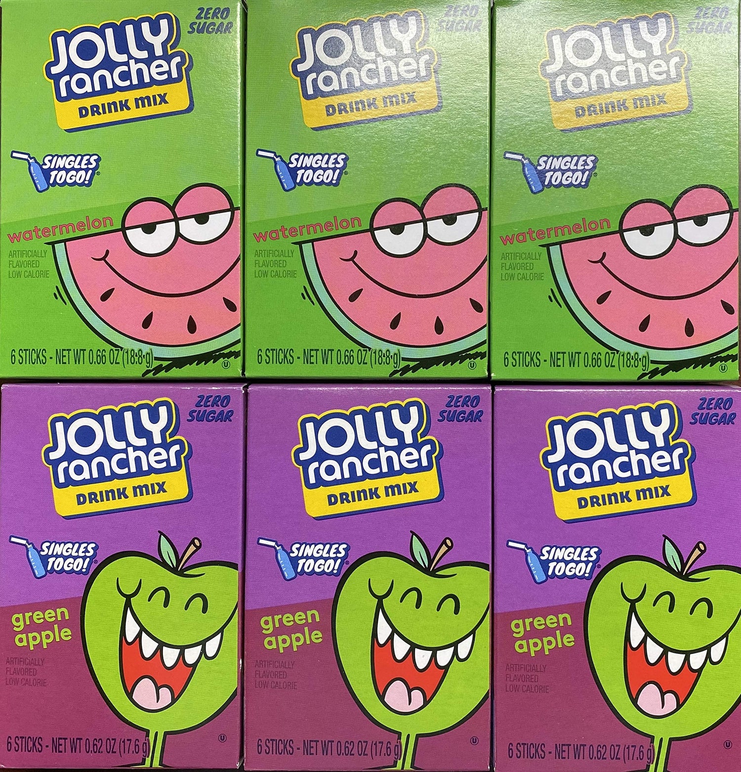 Jolly Rancher Green Apple sugar-free drink mix boxes for on-the-go flavor