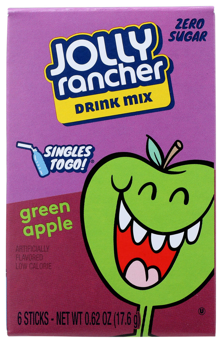 Jolly Rancher Singles-To-Go Green Apple drink mix packet for on-the-go hydration sugar-free