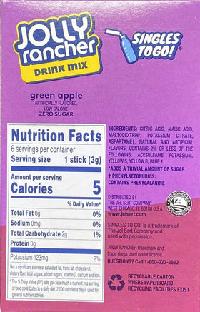 Jolly Rancher Singles to Go packets for quick mix in water