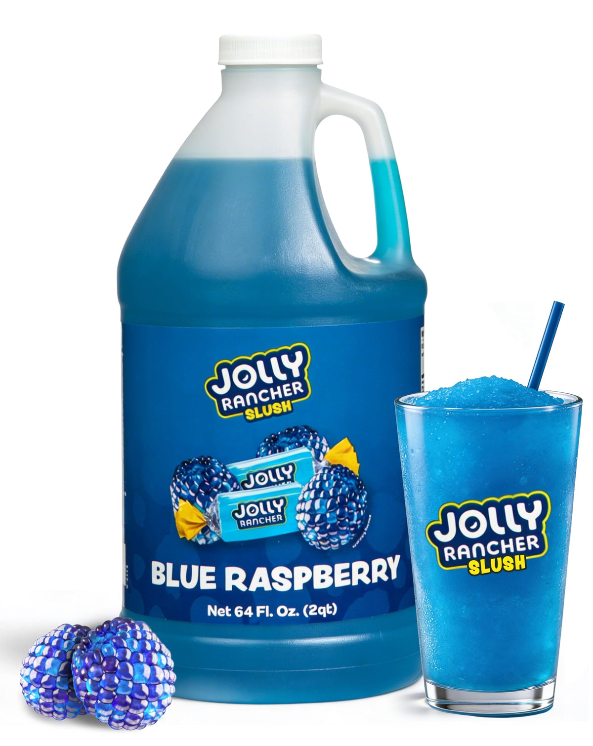 Jolly Rancher Slush Blue Raspberry bottle for frozen drinks with bold flavor and easy dispensing.