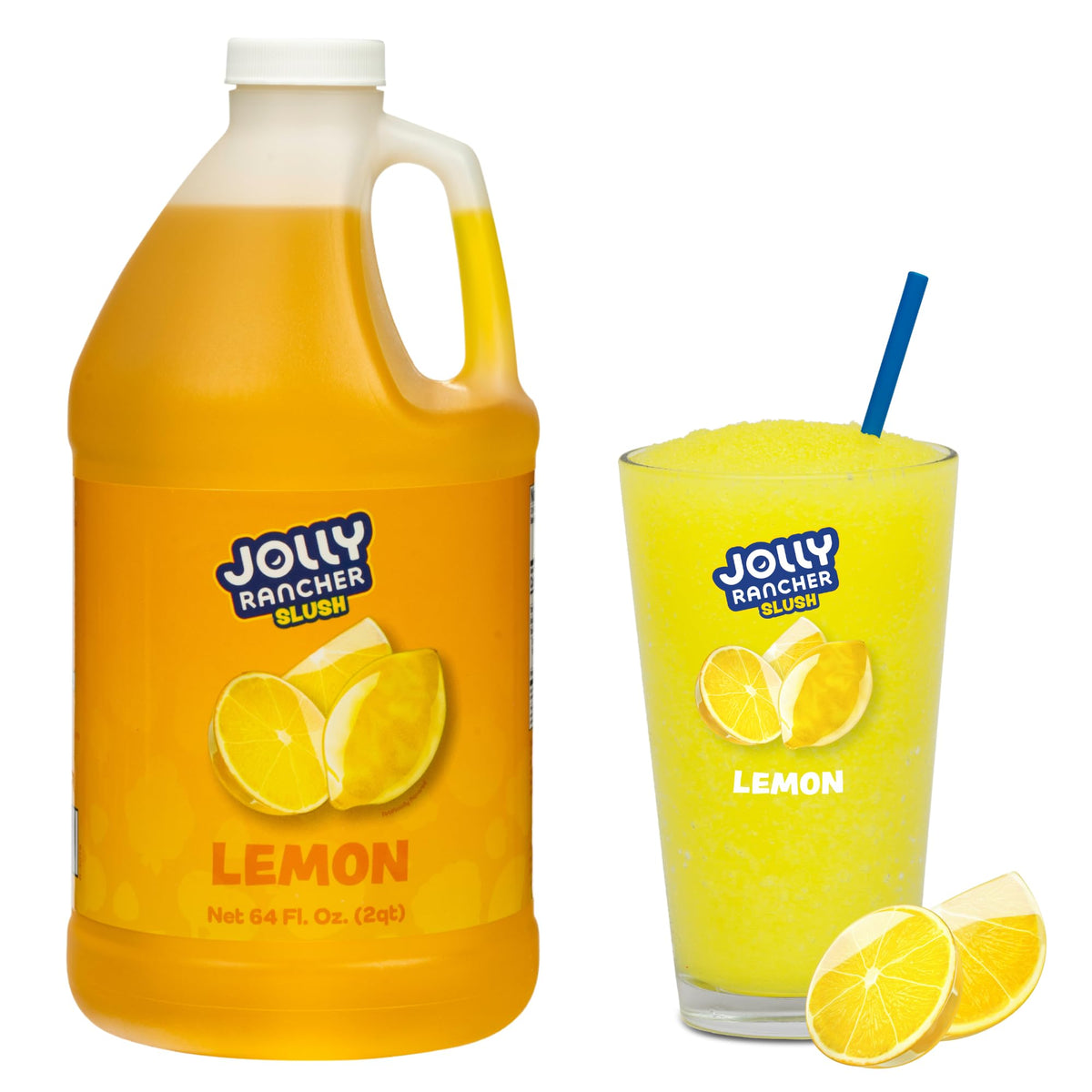 Jolly Rancher Slush Lemon bottle pour enables mess-free, quick serving