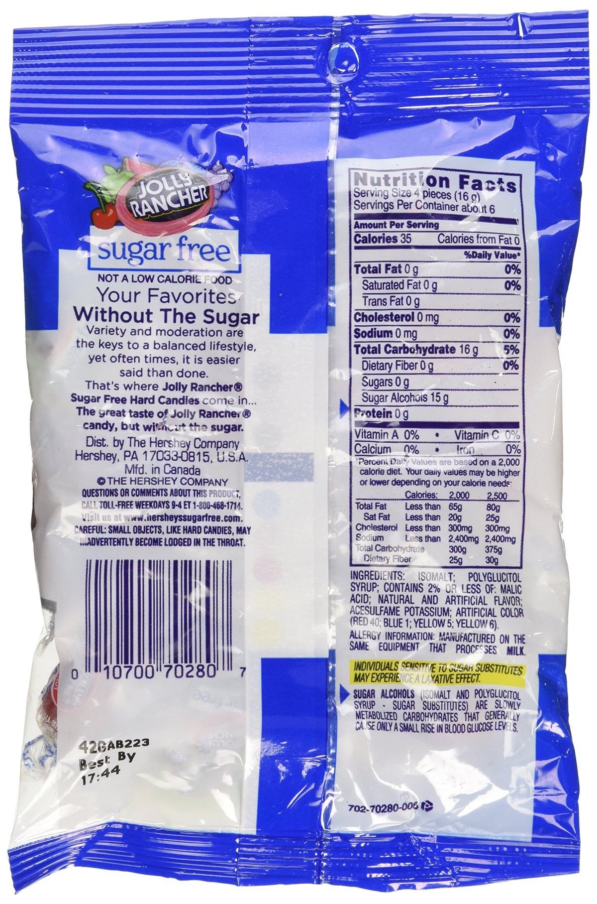 Jolly Rancher Sugar Free Hard Candy pack of 3 offers convenient sharing for gatherings