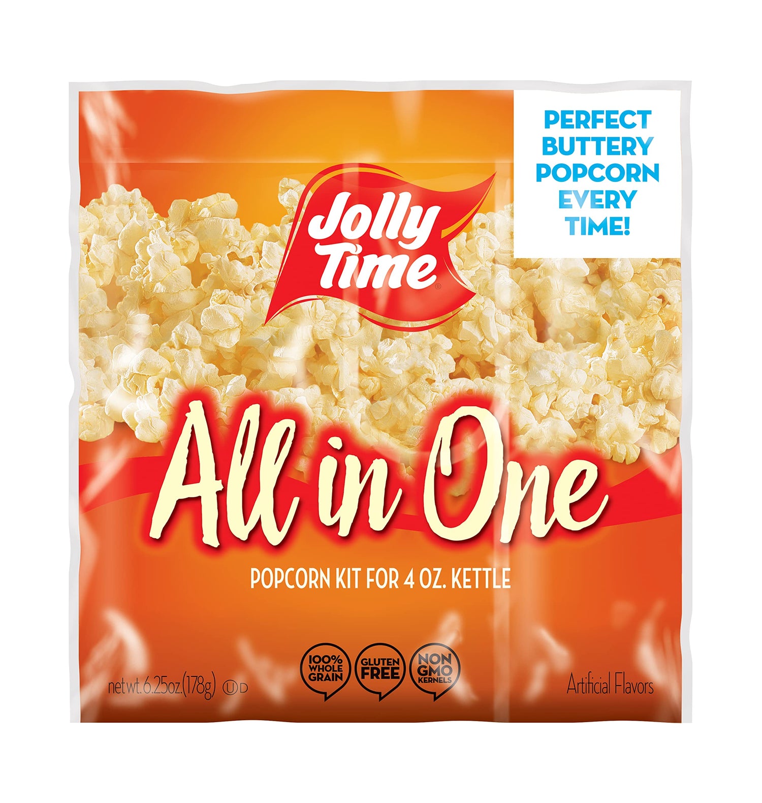 JOLLY TIME All in One Kit kernels for quick theater-style popcorn