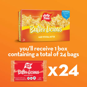 Jolly Time Butter-Licious popped corn cups showcase a high-fiber, crowd-pleasing snack