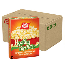 Jolly Time Healthy Pop Butter flavor popcorn bag for quick snacking.