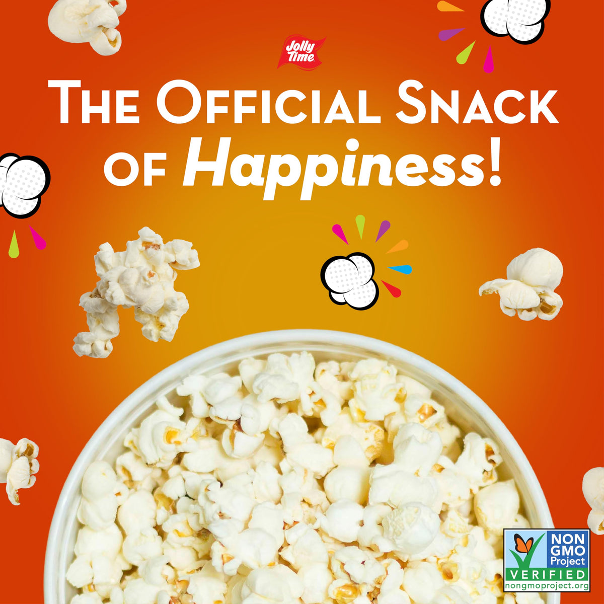 Jolly Time Healthy Pop on kitchen counter, family-friendly movie night snack.