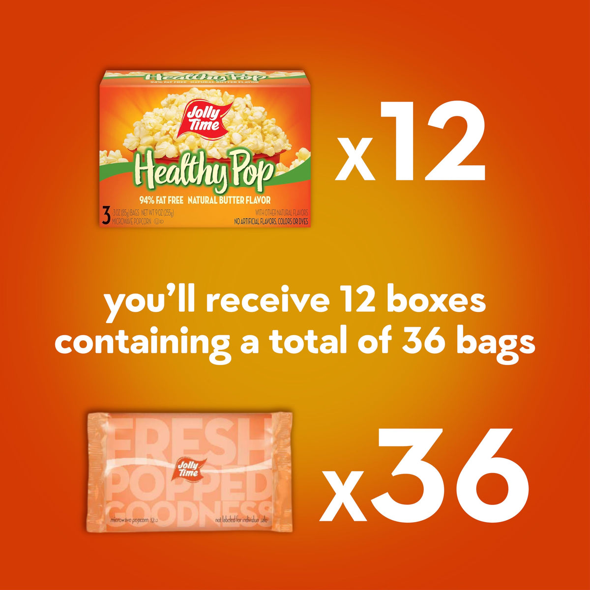 Microwave popcorn bags from Jolly Time Healthy Pop ready to pop, low fat and tasty