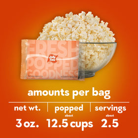 Jolly Time Healthy Pop popped kernels closeup, light and airy crunch.