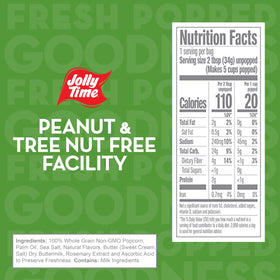 Jolly Time Healthy Pop Sea Salt bag with light, crunchy popcorn.