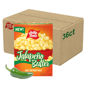Jolly Time Jalapeno Butter popcorn bag front showcases bold flavor