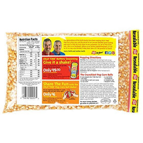 Close-up of Jolly Time kernels showing non-GMO quality.