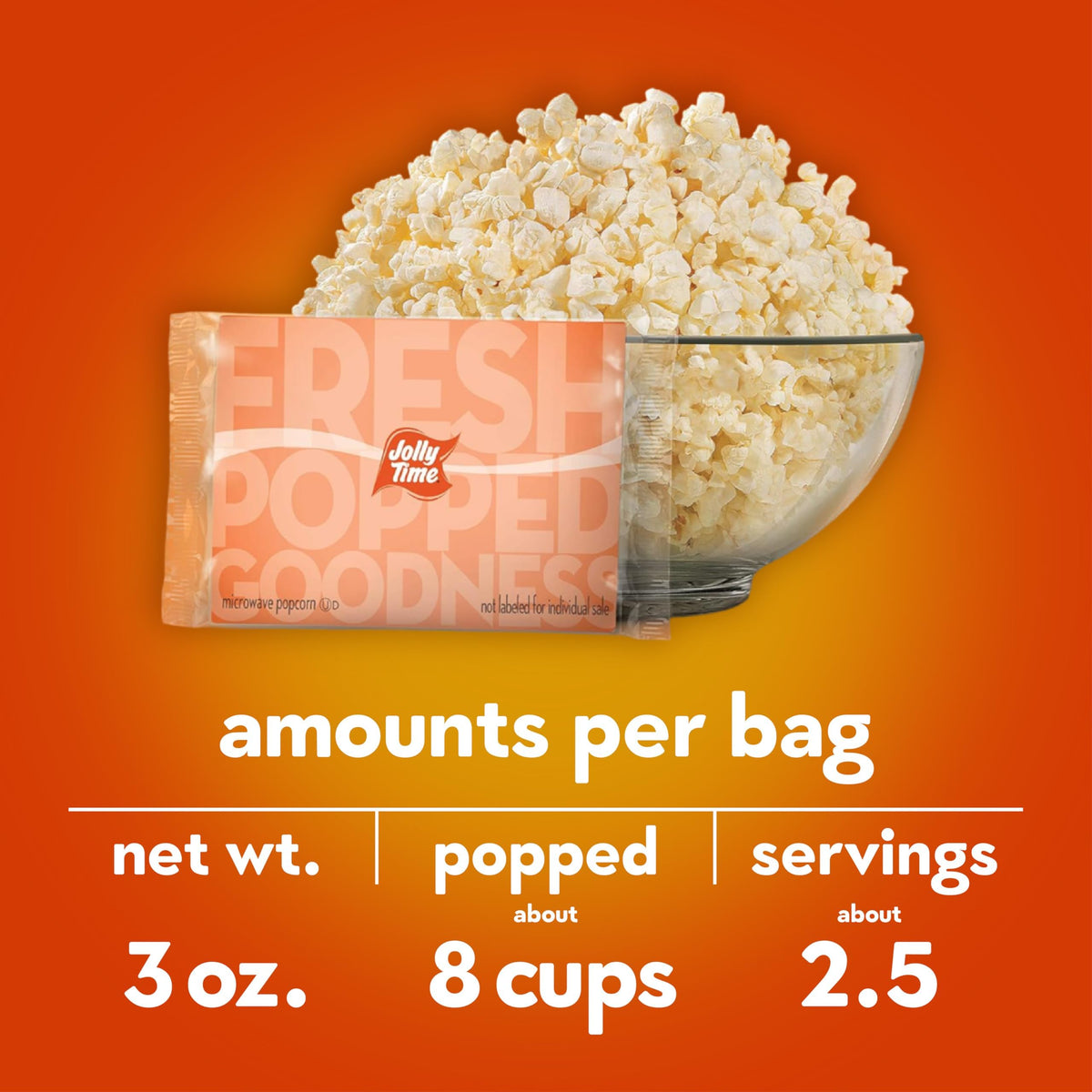 Popcorn in bowl showing eight cups of popped corn